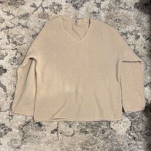 Elegant Beige V-Neck Sweater